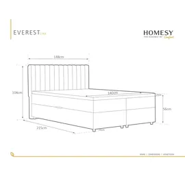 panda möbel Boxspringbett 140 x 200 cm Dunkelbeige