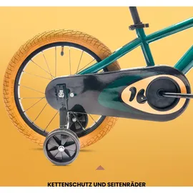 SUN BABY Kinderfahrrad Jungen Fahrrad Stützräder Schubstange 14 Zoll Verdant Rowan grün - Grün