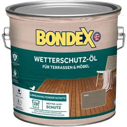 BONDEX Wetterschutz-Öl für Aussen, UV-Schutz, matt, wasserabweisend, Grau, 2,5 l