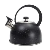 Petyoung Wasserkessel Induktion 2,5L, Flötenkessel, Edelstahl Teekessel für Gasherd, Keramikofen, Induktionskochfeld, Schwarz