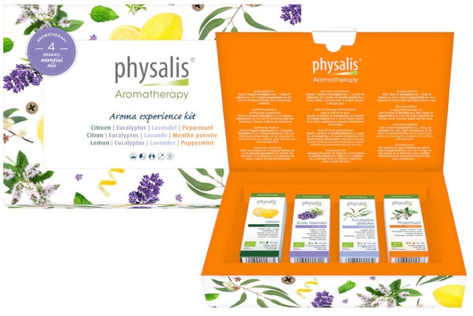 physalis® Aroma Experience Kit Citron Eukalyptus Lavende Menthe poivrée 4x10 ml huile