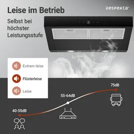 Respekta Dunstabzugshaube 60 cm kopffreie Unterbauhaube Abzugshaube Schwarz Respekta