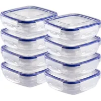 GRIZZLY Kunststoff Frischhaltedosen Set, 8x Vorratsdosen mit Deckel, flach,