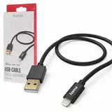 Hama Ladekabel Fabric USB A auf Lightning 1,5m schwarz