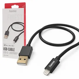 Hama Ladekabel Fabric USB A auf Lightning 1,5m schwarz