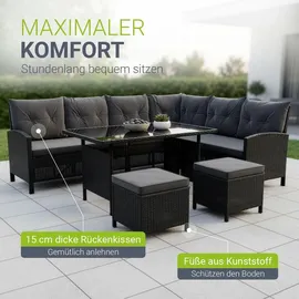 Juskys Manacor Lounge-Set schwarz/grau inkl. Abdeckung