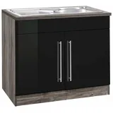 KOCHSTATION Spülenschrank »KS-Samos«, 100 cm breit, inkl. Einbauspüle, schwarz