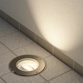 ledscom.de Boden-Einbauleuchte BOFU Edelstahl 150mm Ø 12,2 cm inkl. 5,473W LED Lampe weiß
