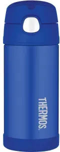 Thermos FUNtrainer Isolierflasche, 355 ml, Isoliertrinkflasche mit Flip-up Trinkhalm für bequemes Trinken, Farbe: blau