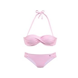 s.Oliver Bügel-Bandeau-Bikini, Damen rosé-weiß, Gr.36 Cup D,