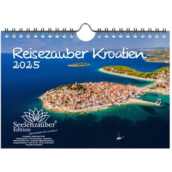 Seelenzauber Wandkalender Reisezauber Kroatien DIN A5 Kalender für 2025 Kroatien Zagreb Meer weiß