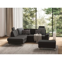 Ecksofa SIT&MORE "Padua" Sofas Gr. B/H/T: 276 cm x 89 cm x 228 cm, Lu x us-Microfaser Euphoria, Ottomane links, mit Sitztiefenverstellung-mit Armteilfunktion, grau (fango) Ecksofas