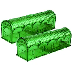 RatzFatz® 2er-Set Premium Mausefalle Lebend Lebendfalle Wiederverwendbare Außen und Innen, Innovativer Mechanismus, MBG-02