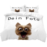Foto Bettwäsche mit Eigenem Foto,Personalisierte Geschenk-Idee/Bettbezug mit eigenem Foto (Weiß, 135x200+80x80x2), 202258T01