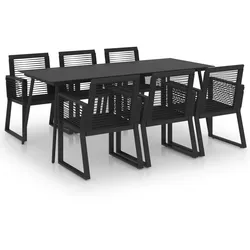 vidaXL 7-tlg. Garten-Essgruppe PVC Rattan Schwarz