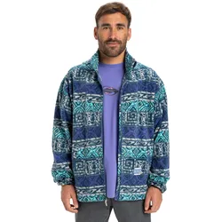 Fleecejacke QUIKSILVER "Global Heat", Herren, Gr. XL, silber gray global heat stripe, [Hauptstoff] 100% Polyester, Langarm, Jacken