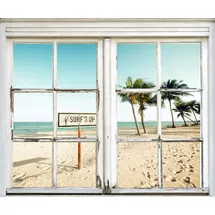 Queence Wandsticker Surfs up Strand, Wandsticker, Wandbild, selbstklebend, Strand beige