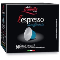 Caffè Trombetta L‘Espresso, Italien Kaffee Nespresso kompatible Kapseln, entkoffeiniert. Reichhaltiges Aroma und geschmackvoll - 50 Kapseln