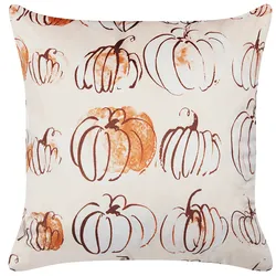 Dekokissen CUCURBITA Samtstoff 45 x 45 cm Pflanzenmuster Beige