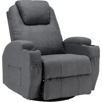 Thanaddo Massagesessel 360° drehbar Stoff 92 x 109 x 92 cm Grau mit Liegefunktion