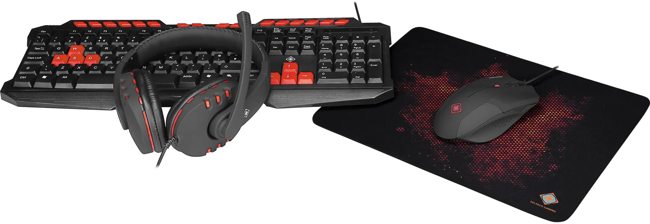 Deltaco GAMING - 4-in-1 Gaming Gear Kit - Set aus Tastatur, Maus, Headset und Ma