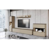 INOSIGN Wohnwand »PARIS«, (Komplett-Set, 4 St.), TV-Wand 300cm breite, grifflose Design, stehend und hängend montierbar, beige