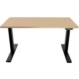 BISLEY E-WonderTech elektrisch höhenverstellbarer Schreibtisch ahorn rechteckig, T-Fuß-Gestell schwarz 180,0 x 80,0 cm