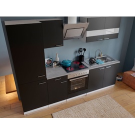 Respekta Küche Küchenblock Einbauküche weiß schwarz Malia 270 cm Respekta Küchenzeile (Breite: