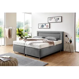 Westfalia Schlafkomfort Boxspringbett, grau (feinstrukturstoff grau), Liegefläche B/L: 180cm x 200cm, H3, 7-Zonen-Kaltschaummatratze, Bezug Unterbox und Kopfteil: Feinstrukturstoff (77% Polyester, 23% Viskose);Bezug Obermatratze 100% Polyester, waschbar bis 60C;Bezug Zierkissen