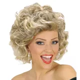 50er 60er Jahre Grease Damen Perücke Sandy Olsson Olivia Locken Dauerwelle gelockt blond