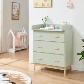 [en.casa] Wickelkommode Sarievn mit Wickelauflage 100x80x53 cm Mintgrün