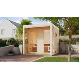 Saunahaus Gartensauna ARES 2 natur 276x231cm Metall/Holz Hybrid +LAGERABVERKAUF+
