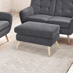 Hocker EXXPO - SOFA FASHION "Scandi bequem und elegant mit hohem Holzfuß", grau (anthrazit), B:72cm H:47cm T:62cm, Korpus: 100% PES, Luxus-Microfaser (100% Polyester), Hocker, Fußhocker, bequem und elegant mit hohem Holzfuß