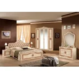 Interdesign24 Schlafzimmer-Set Livia, (im klassischen Barock Stil, 4-Teilig), Beige Hochglanz