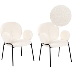 Esszimmerstuhl 2er Set ELY Bouclé Cremeweiß