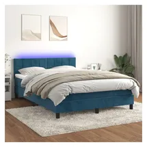 vidaXL Boxspringbett 140 x 200 cm Dunkelblau