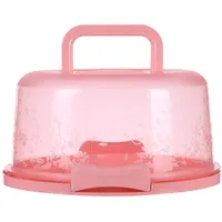 Generisch Tortentransportbox Kuchenbehälter Transportbox Rund Mit Deckel Torten Transport Box mit Deckeln und Tragegriff für 10 Zoll Kuchen Griffen Kuchencontainer für Kuchen, Kekse, Torte (Rosa)