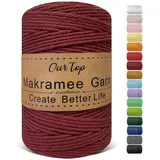 OurTop Premium Makramee Garn Burgunder, 3mm x 300m Macrame Cord Makramee Schnur Makramee Kordel, Garn für DIY Handwerk, Weben Dekoration, Hängepflanze Pflanze Aufhänger