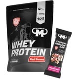 1kg Mammut Whey Protein Eiweißshake - Set inkl. Protein Shaker, Riegel, Powderbank oder Tasse (Red Banana, Mammut Protein Bar - Raspberry)