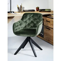 Schalenstuhl JAHNKE "KENSINGTON TWIST LOCK", grün (flaschengrün, schwarz matt, schwarz), B:57,5cm H:80,5cm T:59,5cm, Polyester, Stühle, Twistlock - dreht sich in Ausgangsposition zurück