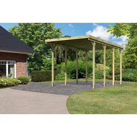 Karibu Carport 384 x 588 cm grau kesseldruckimprägniert inkl. H-Pfostenanker