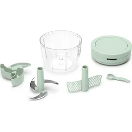 Brabantia TASTY+ Manueller Lebensmittelzerkleinerer | Handbetriebener Minizerkleinerer mit Edelstahlklingen | Zerkleinern und Verquirlen | Kompaktes Küchenwerkzeug | Jade Green
