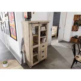 Massivmoebel24 Vitrine Mango 100 x 45 x 175 cm Weiß