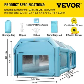 Vevor Aufblasbare Lackierkabine 7 x 4 x 2,5 m