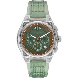 Chronograph ARMANI EXCHANGE, grün, Armbanduhren, Herren, Quarzuhr, Armbanduhr, Herrenuhr, Polyurethanband, Datum, Stoppfunktion