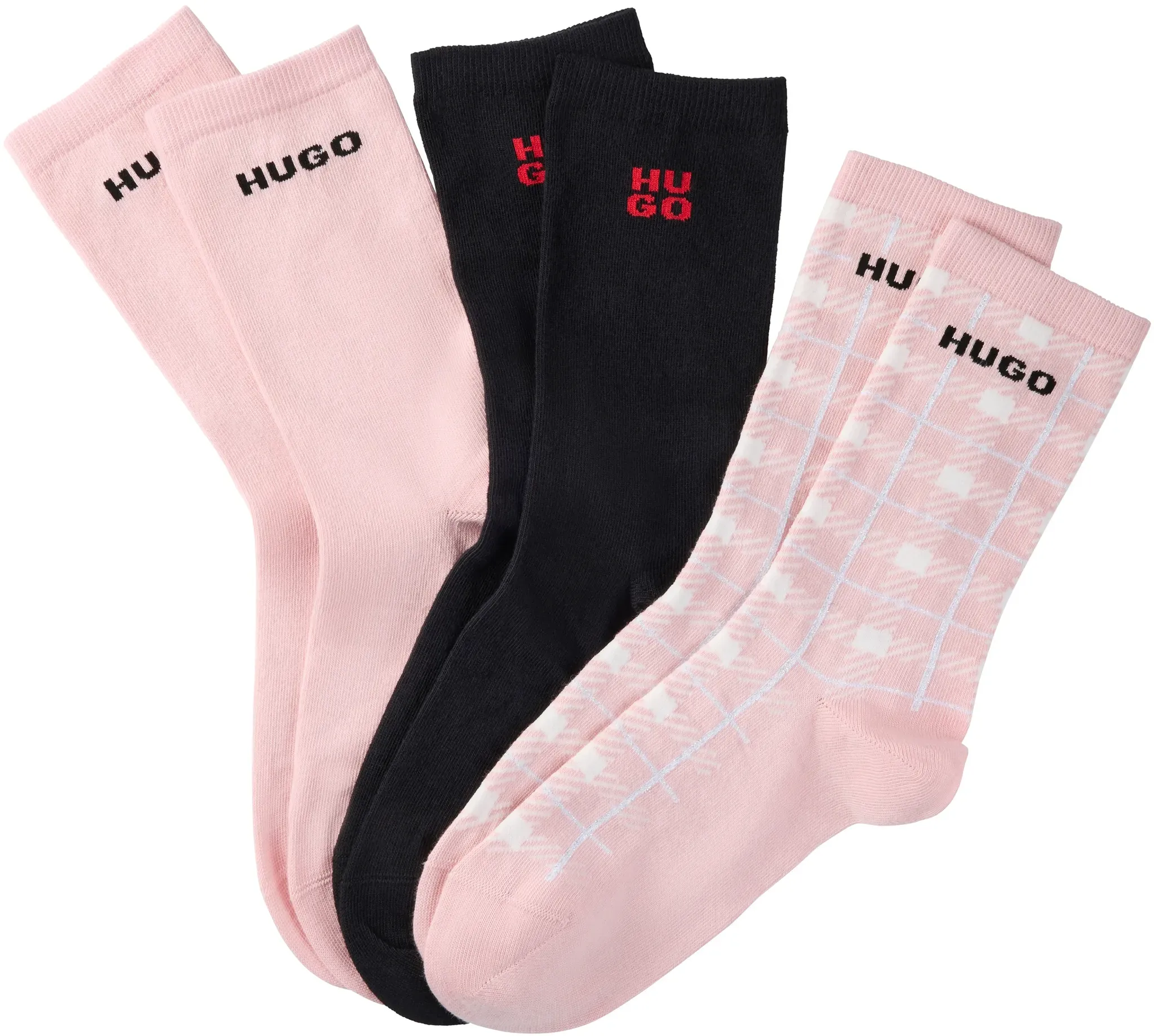 Freizeitsocken HUGO UNDERWEAR "4PQS GIFT CHECK C", Herren, Gr. 36-42, bunt, Materialmix, gemustert, normal, Socken, mit Label