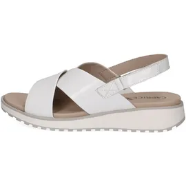 CAPRICE Damen Sandalen Leder mit Klettverschluss, Weiß (White Naplak), 37 EU