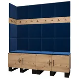 ABIKS MÖBEL Garderoben-Set ARTIN Set 12 Garderobe mit gepolsterten Paneelen, Industriell Design blau