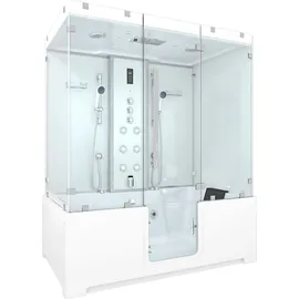 SeniorBad Kombination Badewanne Dusche K88-WS-TH-C-EC-EA Duschtempel 180x100 cm 2K Scheibenversiegelung - Weiß