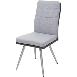Mendler 2er-Set Esszimmerstuhl HWC-G54, Küchenstuhl Stuhl, Textil/Kunstleder Edelstahl gebürstet grau